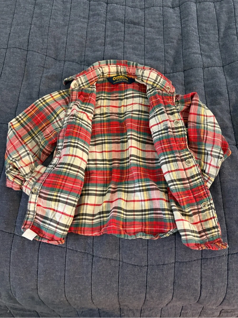 OshKosh B'gosh VTG Fall Holiday Plaid Western Pearl Snap Button-Down Shirt, 2